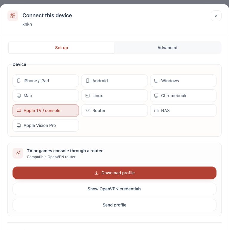 Router-based option selected in Connect device