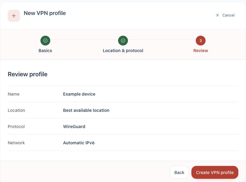 WireGuard profile ready for review in the TekLan VPN Dashboard