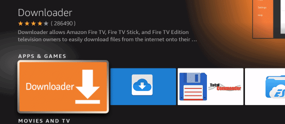 Downloader app on Amazon Fire Stick